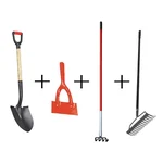 Round Nose Shovel with Wooden Handle, Dutch Hoe, Cultivator with 48 inch(122 cm) Tubular Handle, Garden Bow Rake 